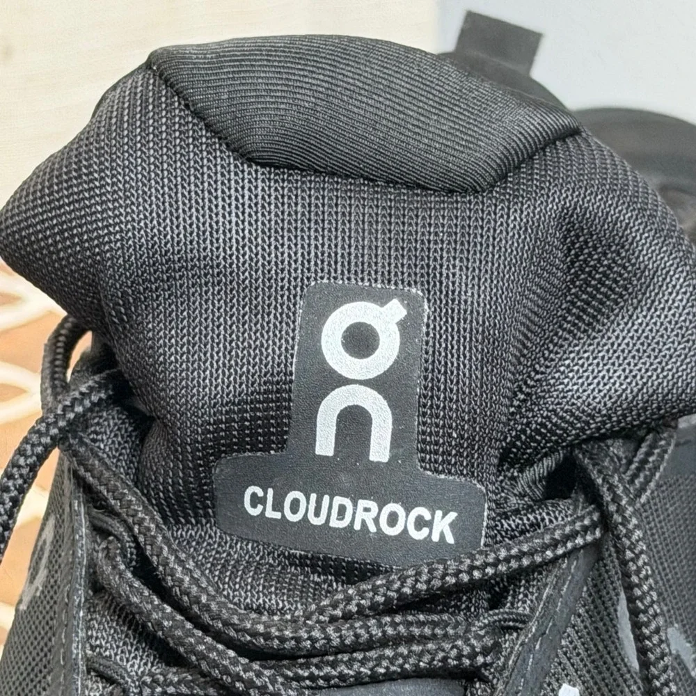 On Cloud Cloudrock Low Waterproof Shoes Black Hiking All Terrian Men's Size 10